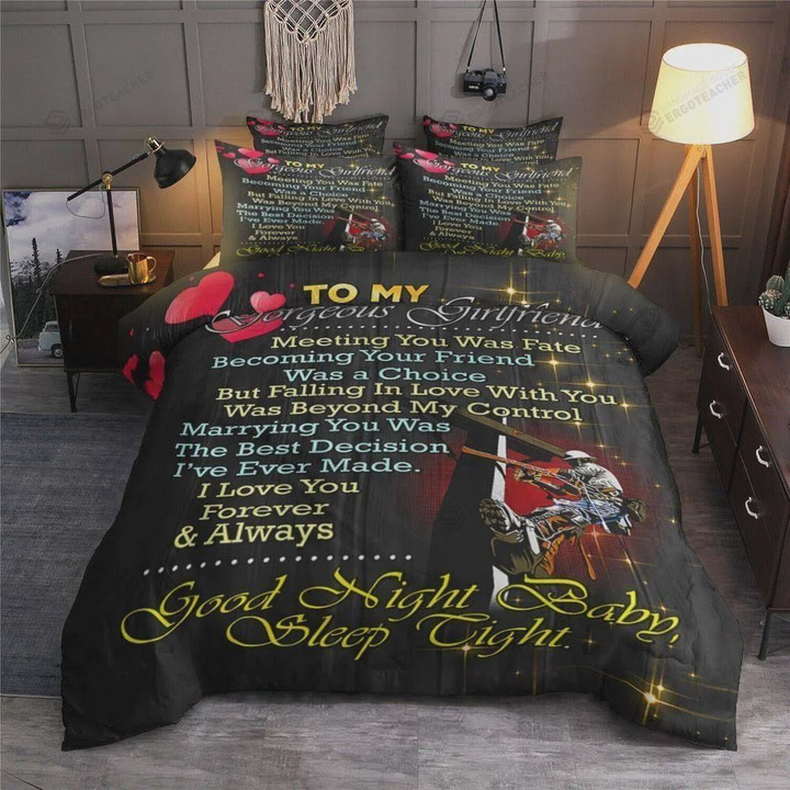 Personalized  Lineman To My Gorgeous Girlfriend Marry You Was The Best Decision  I Love You And Always   Bed Sheets Spread  Duvet Cover Bedding Sets