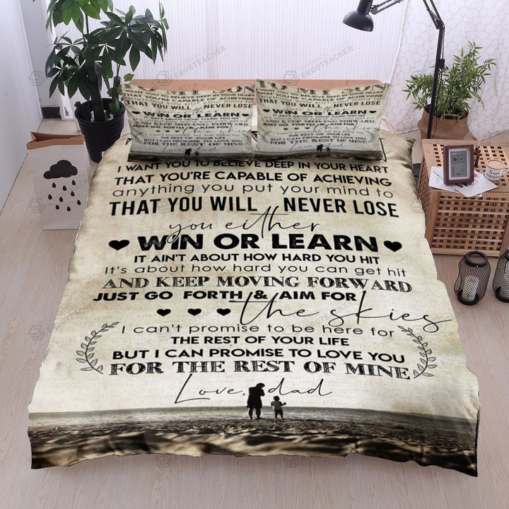 Personalized Family Dad To Son You Will Never Lose  Bed Sheets Spread  Duvet Cover Bedding Sets