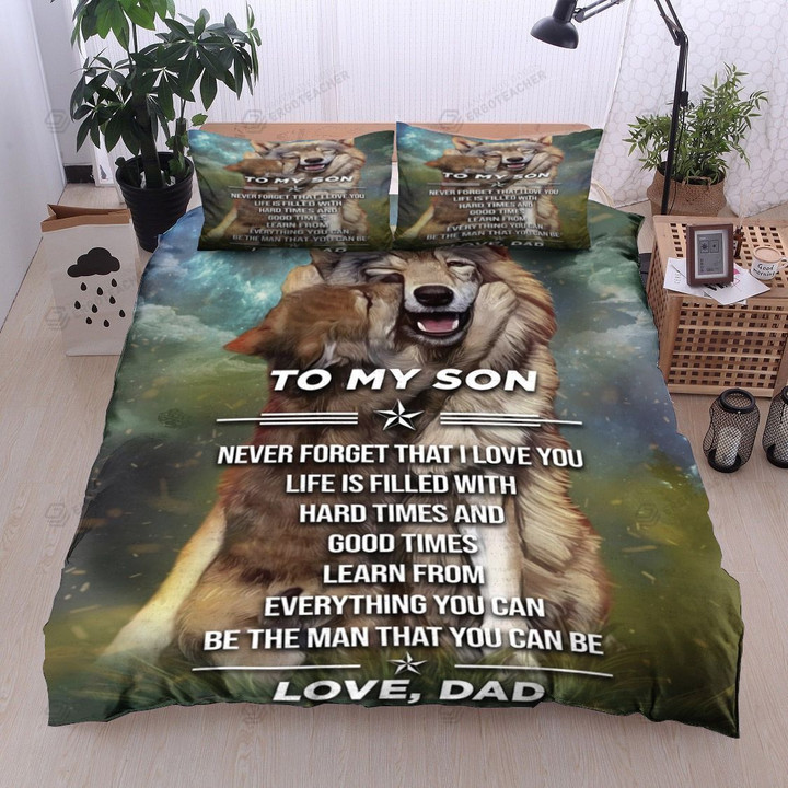 Personalized  Wolf To My Son Learn From Every Thing You Can Be The Man That You Can Be  Bed Sheets Spread  Duvet Cover Bedding Sets