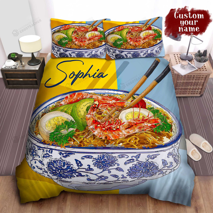 Personalized Bowl Of Ramen In Realistic Digital Art Bed Sheet Spread  Duvet Cover Bedding Sets
