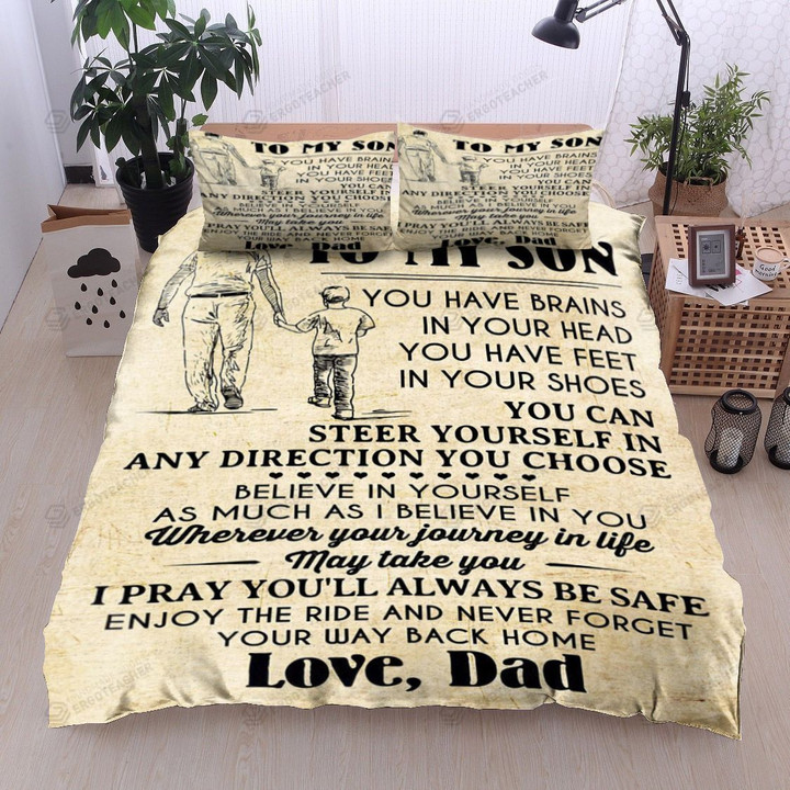 Personalized Family Dad To Son You Can Steer Yourself In Any Direction  Bed Sheets Spread  Duvet Cover Bedding Sets