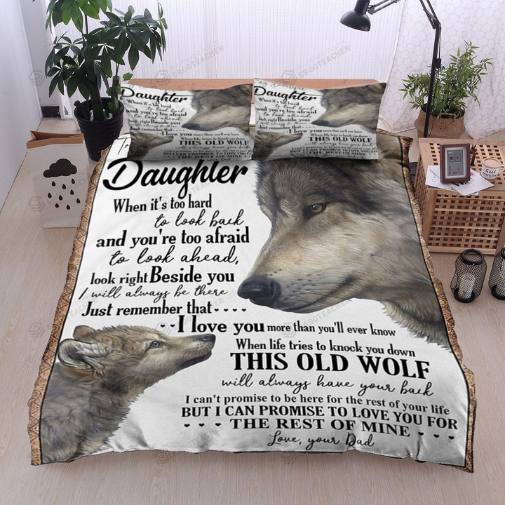 Personalized Wolf To My Daughter From Dad I Love You More Than You Know  Bed Sheets Spread  Duvet Cover Bedding Sets