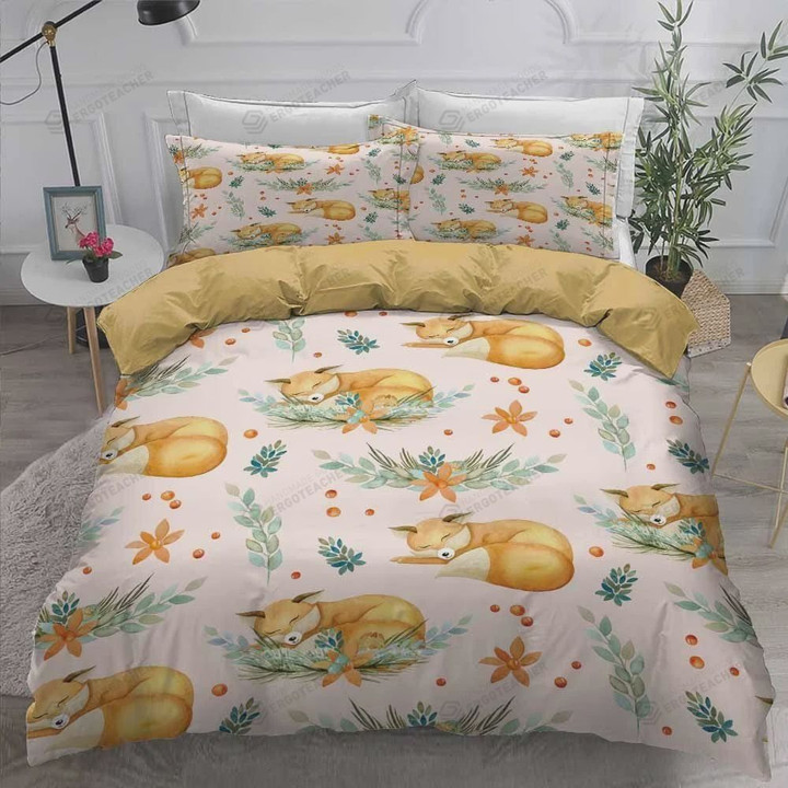 Cute Fox Sleeping  Bed Sheets Spread  Duvet Cover Bedding Sets