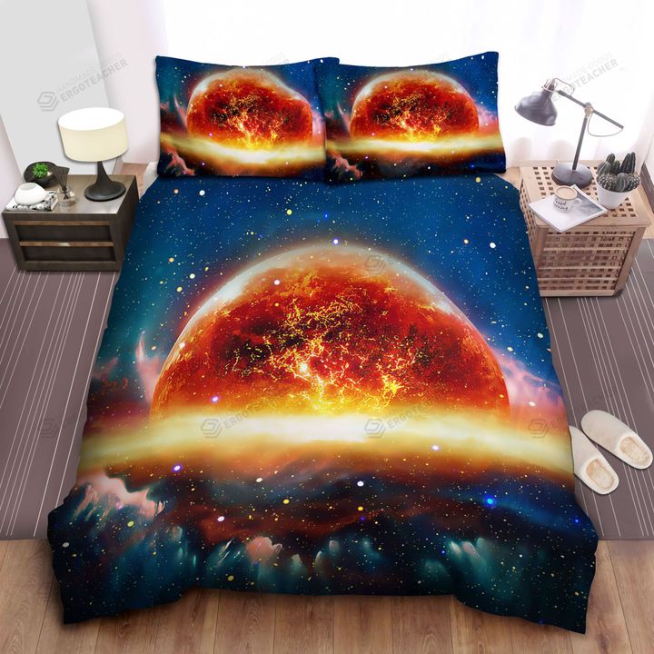 Galaxy Fire Storm On A Galaxy Illustration Bed Sheets Spread  Duvet Cover Bedding Sets