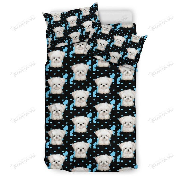 Cute Maltese Dog Pattern Bed Sheets Spread  Duvet Cover Bedding Sets