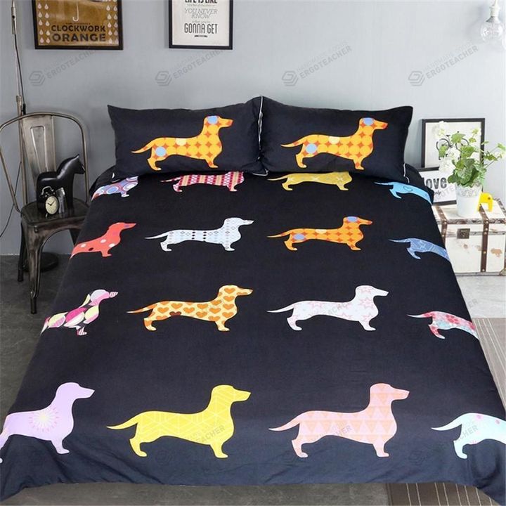 Dachshund Dog Pattern Bed Sheets Spread  Duvet Cover Bedding Sets
