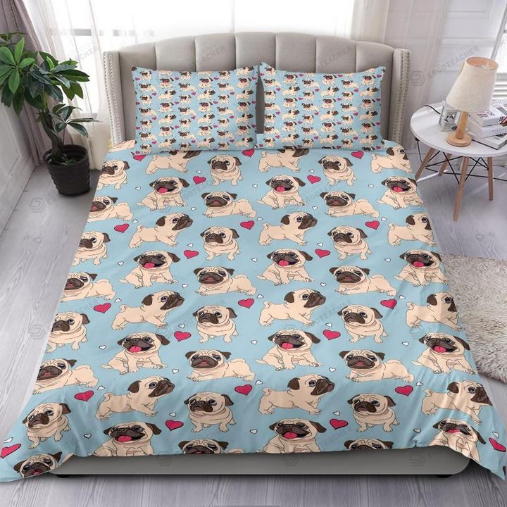 Cute Pug Pattern Bed Sheets Spread  Duvet Cover Bedding Sets