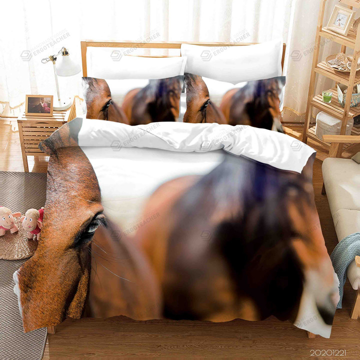 3D Animal Brown Horse Bed Sheets Duvet Cover Bedding Set