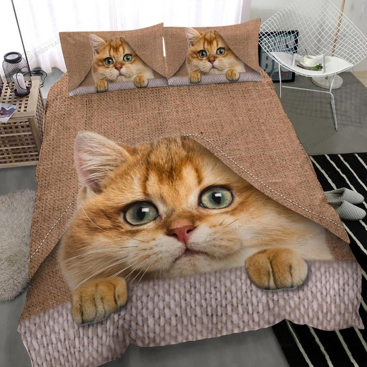Cat Hidden Bed Sheets Duvet Cover Bedding Set