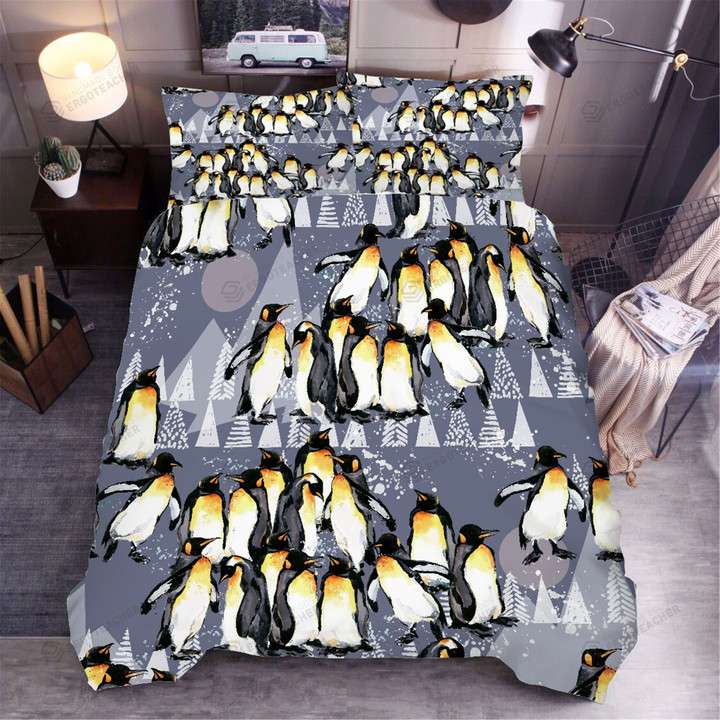 3D Blue Penguin Bed Sheets Duvet Cover Bedding Set
