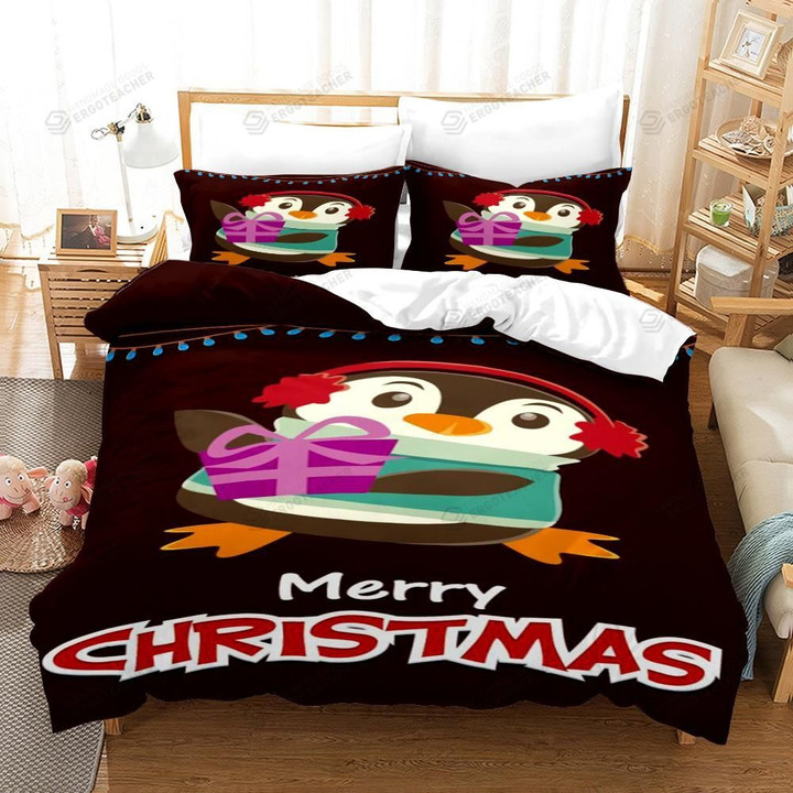 Merry Christmas Penguin Bed Sheets Duvet Cover Bedding Set Great Gifts For Birthday Christmas