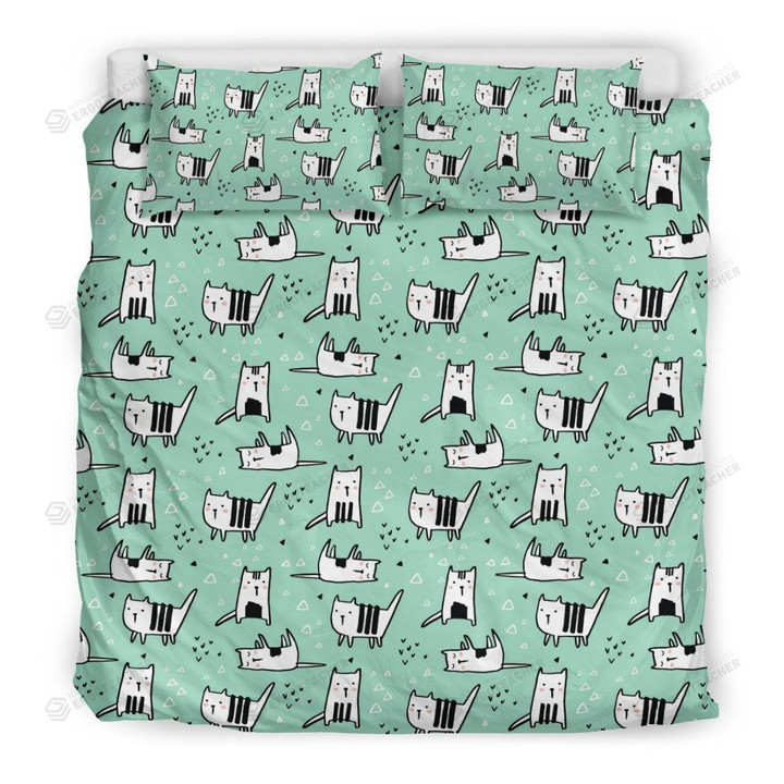 Cat Kitten Pattern Print Bed Sheets Duvet Cover Bedding Sets