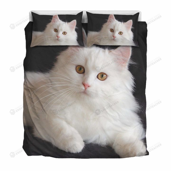 White Persian Cat Bed Sheets Duvet Cover Bedding Sets
