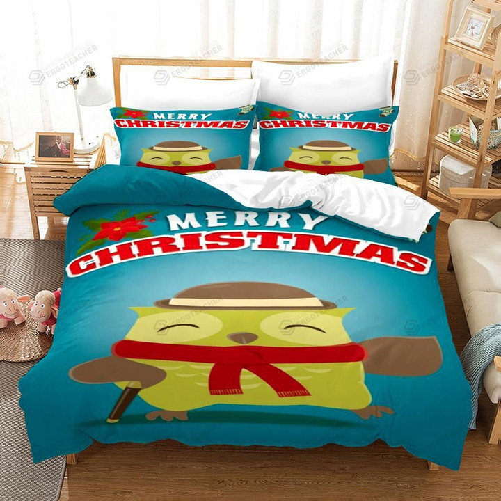 Owl Mery Christmas Bed Sheets Duvet Cover Bedding Sets