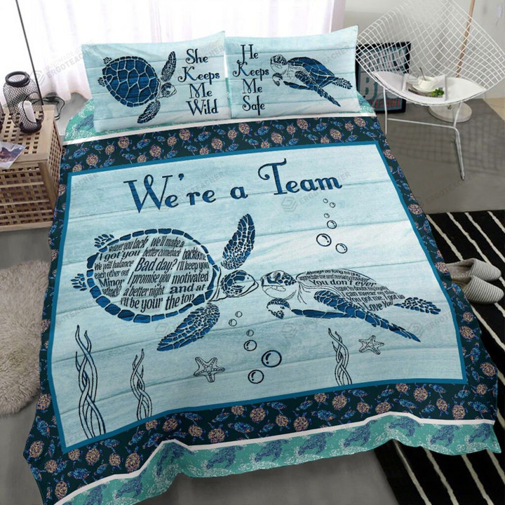 Turtle We're A Team Bed Sheets Duvet Cover Bedding Sets