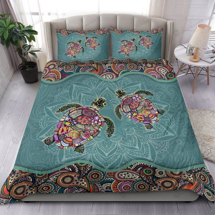 Turtle Mandala Green Bed Sheets Duvet Cover Bedding Sets