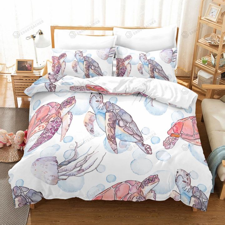Seaworld Turtles Pink Bed Sheets Duvet Cover Bedding Sets