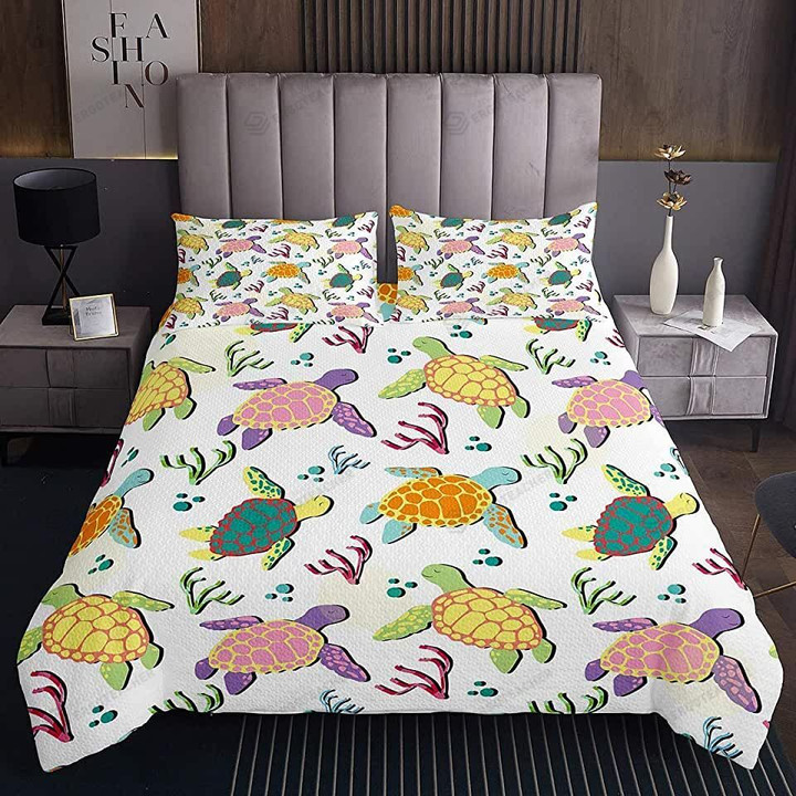 Multicolor Turtle Cute Bed Sheets Duvet Cover Bedding Sets