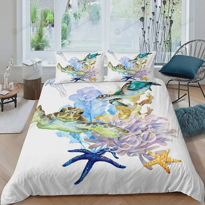 Turtle Painting Bed Sheets Duvet Cover Bedding Sets