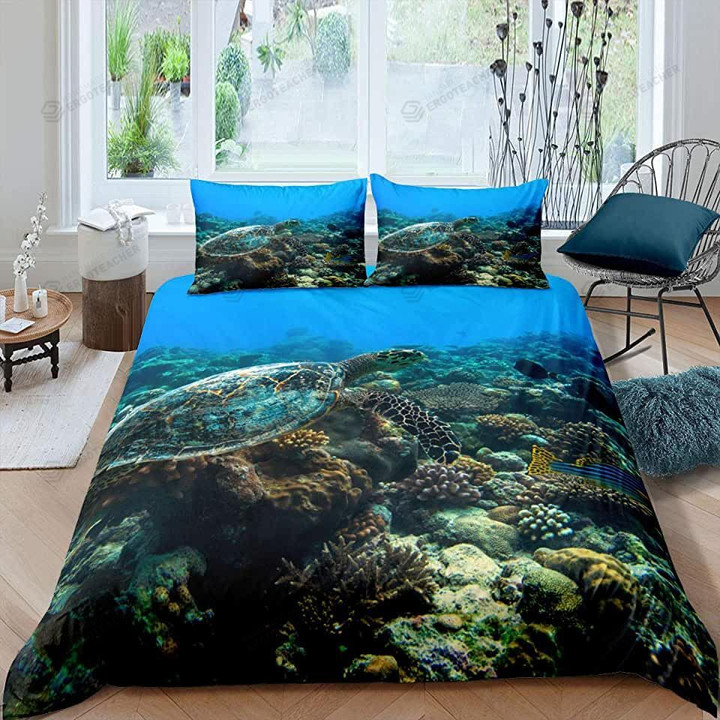 Turtle Under The Ocean Bed Sheets Duvet Cover Bedding Sets