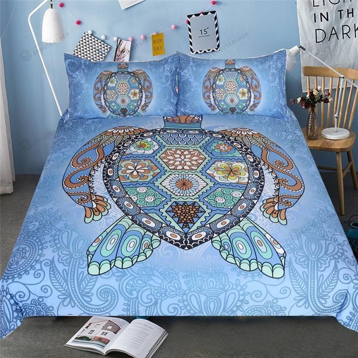 Turtles Art Pattern Blue Bed Sheets Duvet Cover Bedding Sets