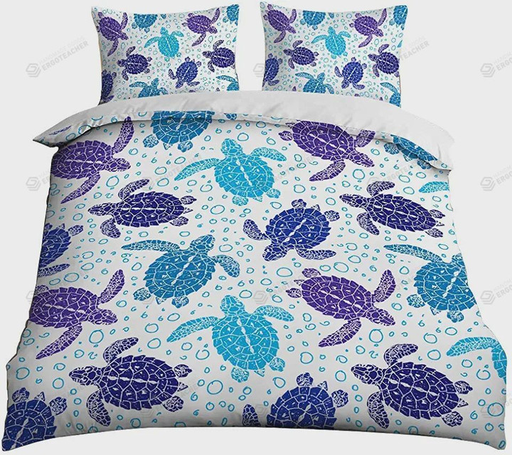 Blue And Purple Turtle Bed Sheets Duvet Cover Bedding Sets
