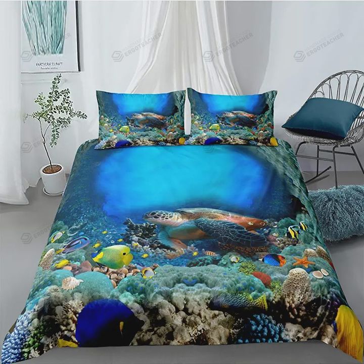 Turtle Under The Ocean Bed Sheet Duvet Cover Bedding Sets