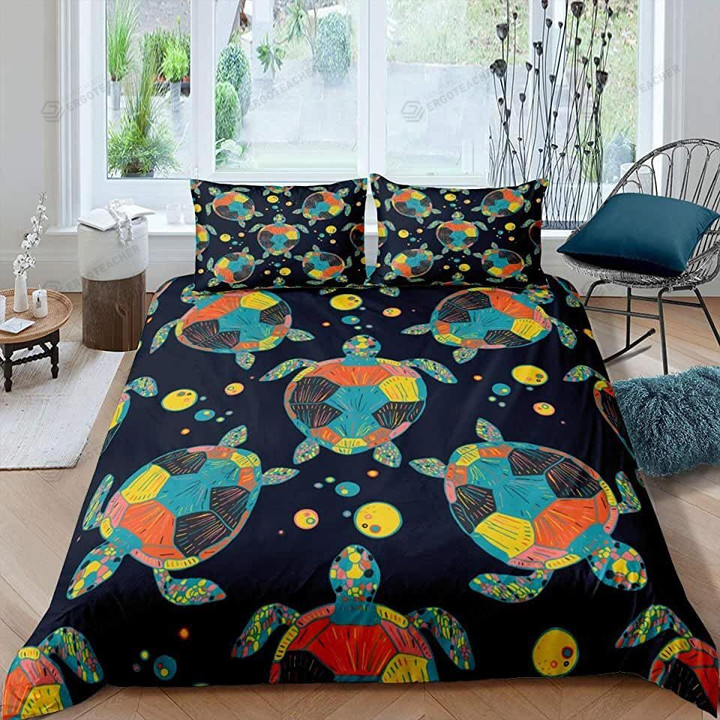 Colorful Turtles Bed Sheet Duvet Cover Bedding Sets