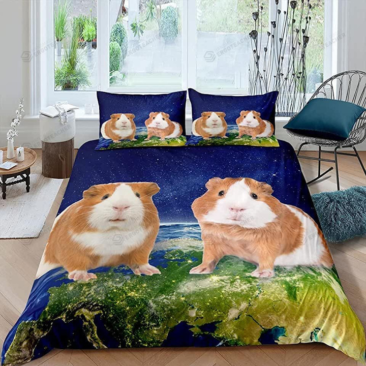 Two Guinea Pigs And Earth Bed Sheet Duvet Cover Bedding Sets