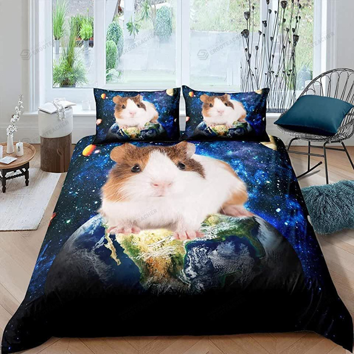Guinea Pig Cute 3D Blue Universe Planet Bed Sheet Duvet Cover Bedding Sets