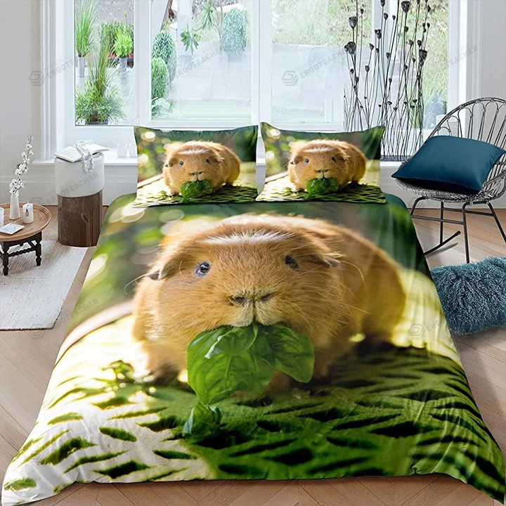 Guinea Pig Eating Leaves Bed Sheet Duvet Cover Bedding Sets