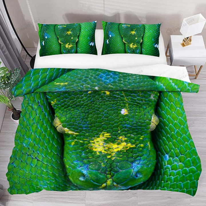 Green Snake Pattern  Bed Sheet Duvet Cover Bedding Sets