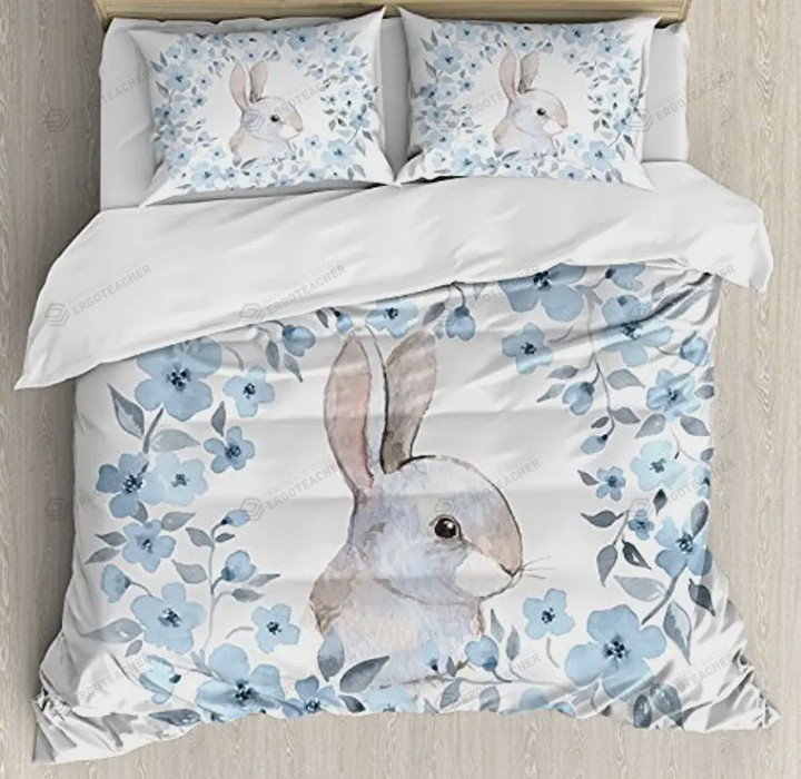 Rabbit Floral Pattern Bed Sheet Duvet Cover Bedding Sets
