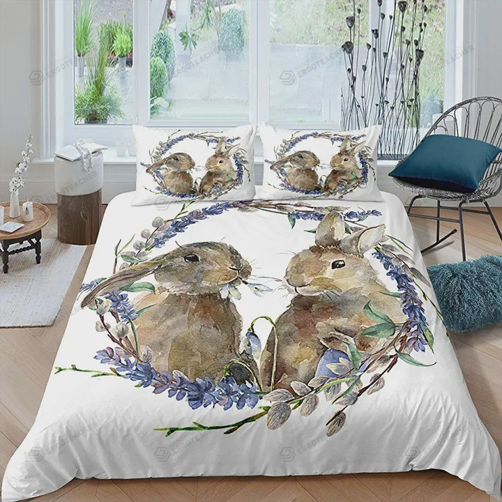 Rabbit Couple Bed Sheet Duvet Cover Bedding Sets