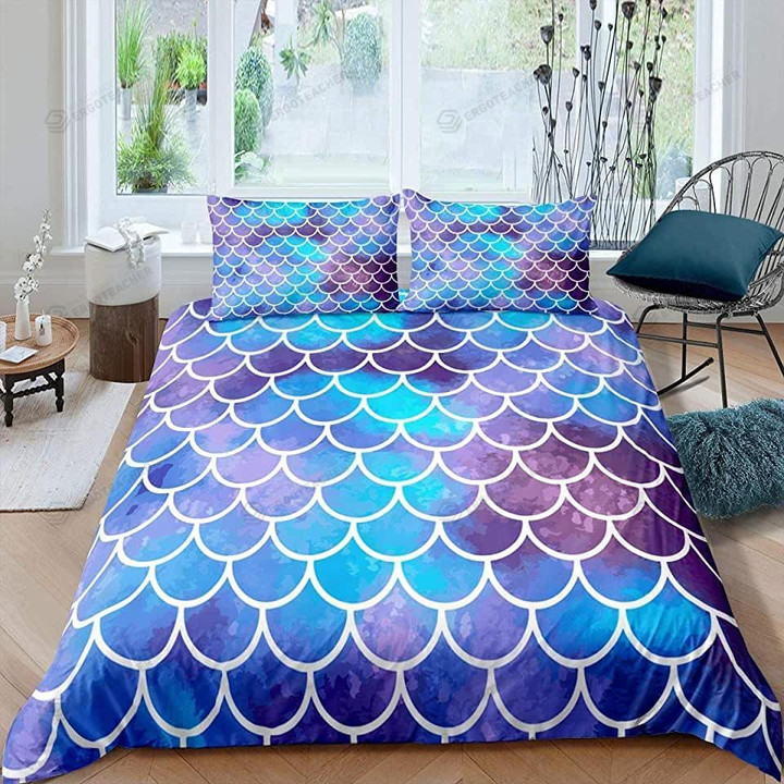 Magical Blue Fish Scales Bed Sheet Duvet Cover Bedding Sets