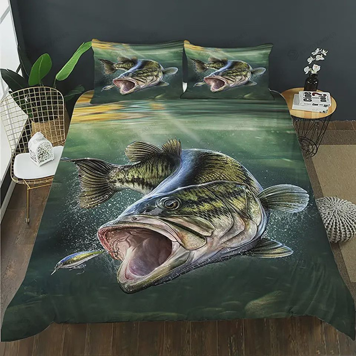 Big Pike Fish Catching Wobblers Reel Trap In River Bed Sheets Duvet Cover Bedding Sets