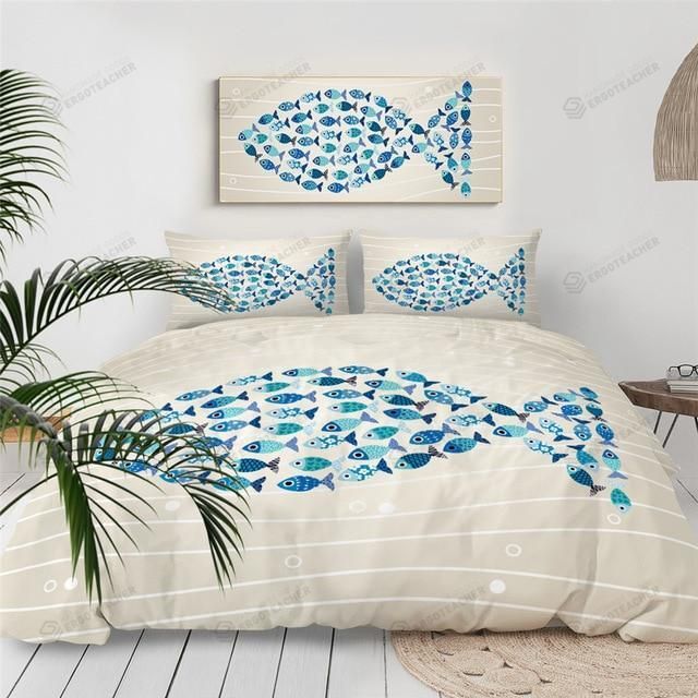 Blue Fish Bed Sheets Duvet Cover Bedding Sets