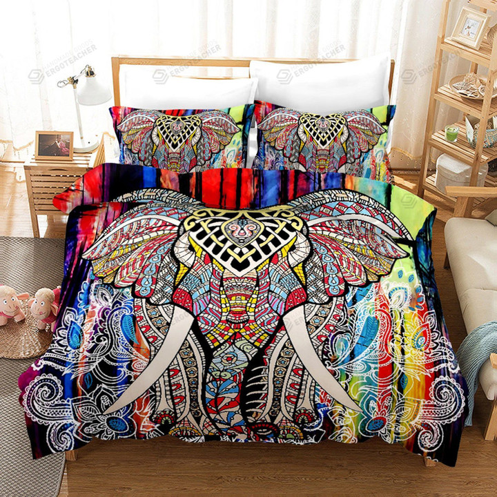 Elephant Full Mandala Striped Bohemian Pattern Bed Sheets Duvet Cover Bedding Sets