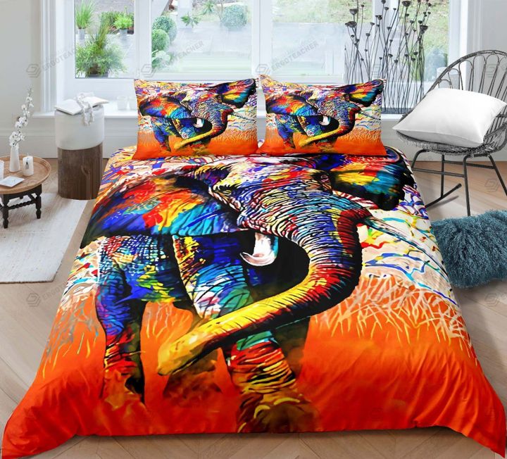 Colorful Elephant Pattern Bed Sheets Duvet Cover Bedding Sets