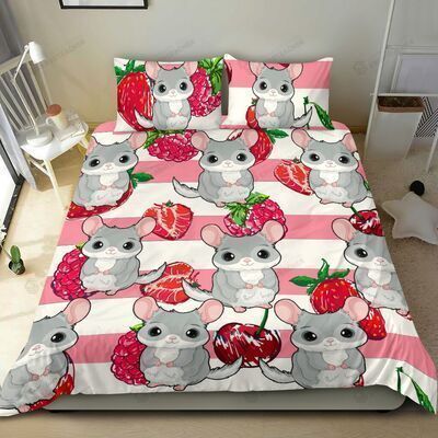 Chinchilla Strawberry Bed Sheets Duvet Cover Bedding Sets