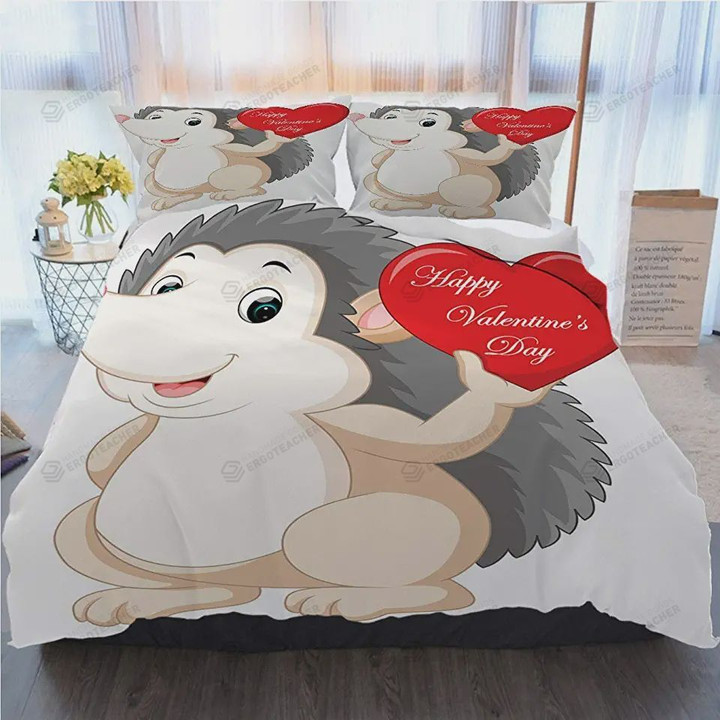 Hedgehog Happy Valentine's Day Bed Sheets Duvet Cover Bedding Sets