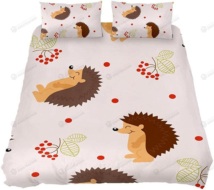 Hedgehog Cartoon Smiling Face Bed Sheets Duvet Cover Bedding Sets