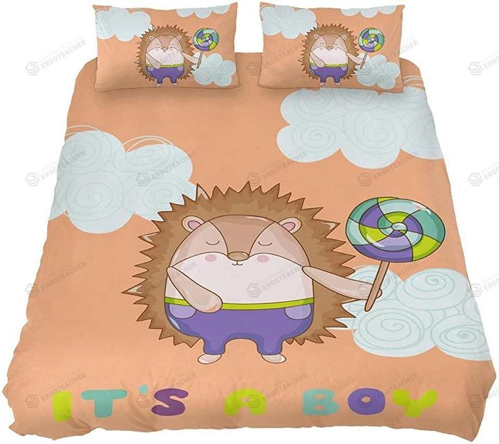 Funny Hedgehog It's A Boy Bed Sheets Duvet Cover Bedding Sets