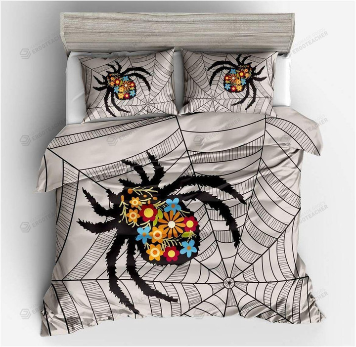 Spider With Floral Pattern Bed Sheets Duvet Cover Bedding Sets