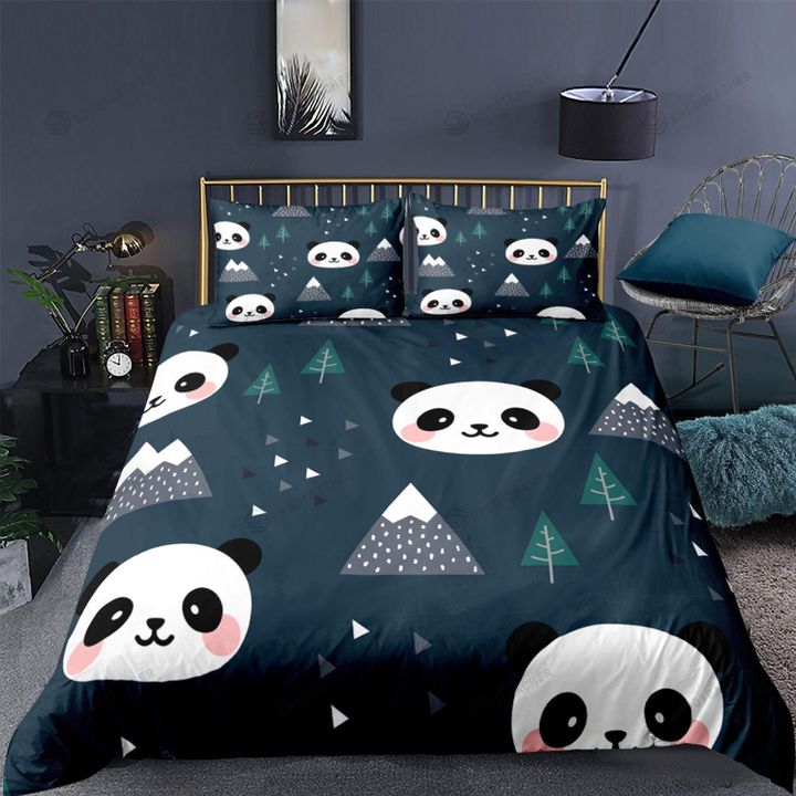 Cute Panda Face Pattern Bed Sheets Duvet Cover Bedding Sets