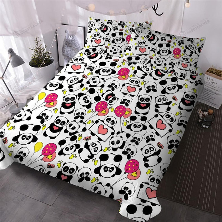 Pandas Pattern Print Bed Sheets Duvet Cover Bedding Sets