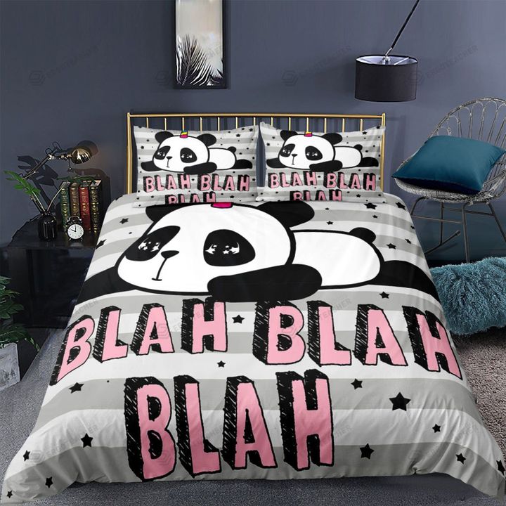 Panda Blah Blah Blah Bed Sheets Duvet Cover Bedding Sets