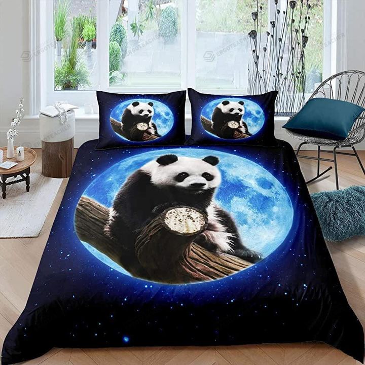 Panda With Moon Bed Sheets Duvet Cover Bedding Sets