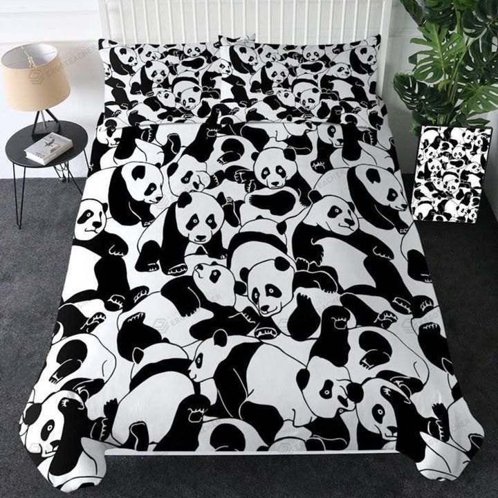 Panda Cartoon Pattern Print Bed Sheets Duvet Cover Bedding Sets