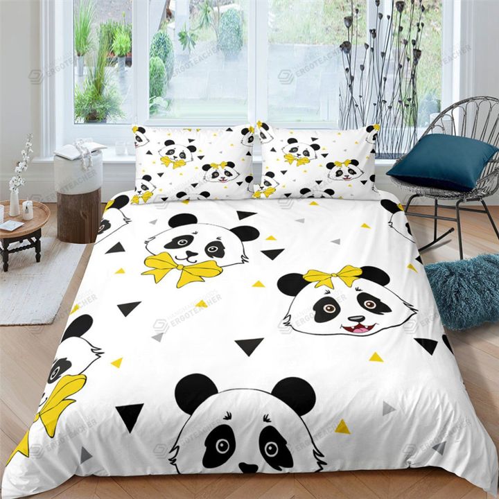 Lovely Panda Face Pattern Bed Sheets Duvet Cover Bedding Sets